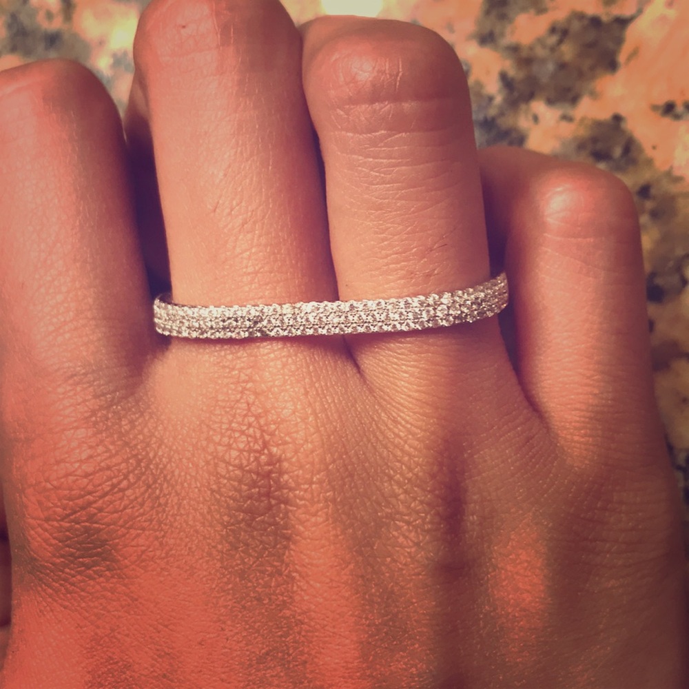 18k platinum plated double finger band ring